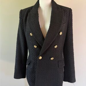 Zara Textured Double-Breasted Blazer with Gold Buttons